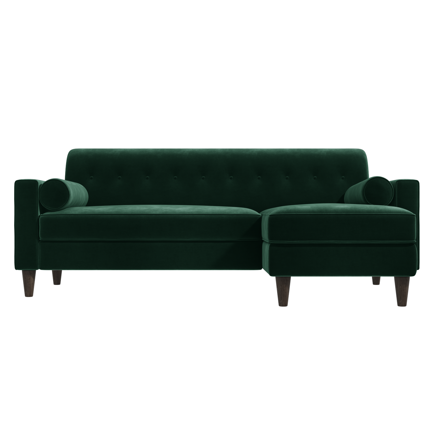 3 Seater Right Hand Facing L Shaped Sofa in Green Velvet Idris