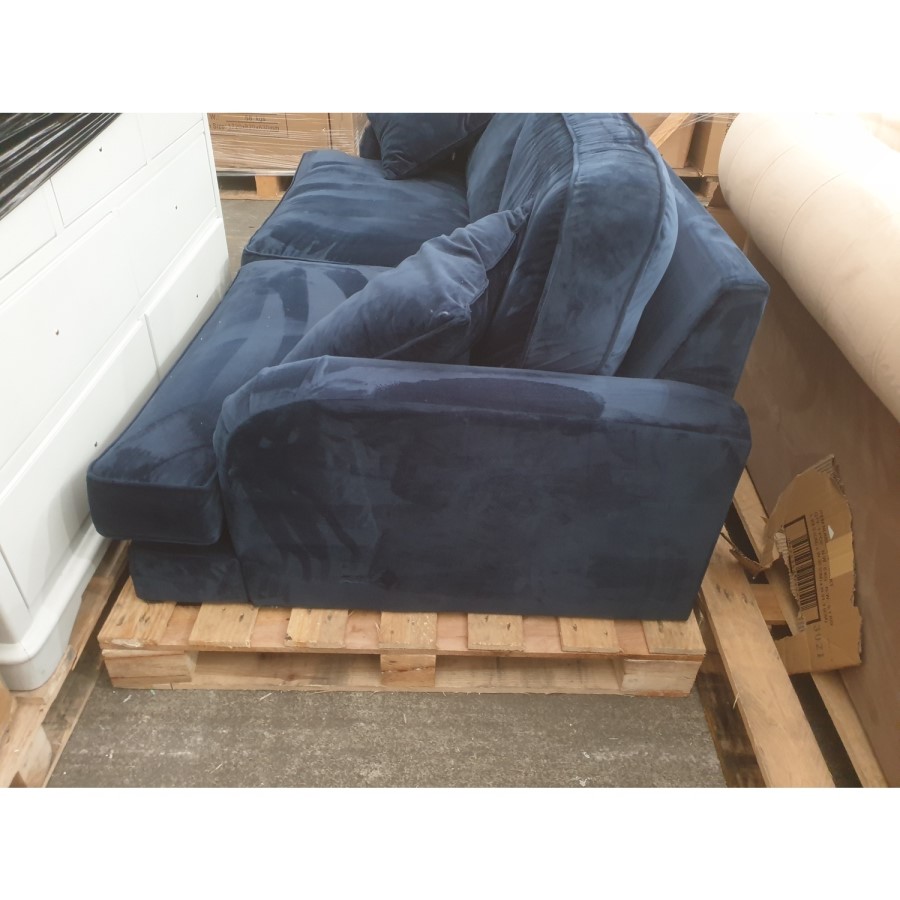 GRADE A2 - Dark Navy Blue Velvet 3 Seater Sofa - Payton