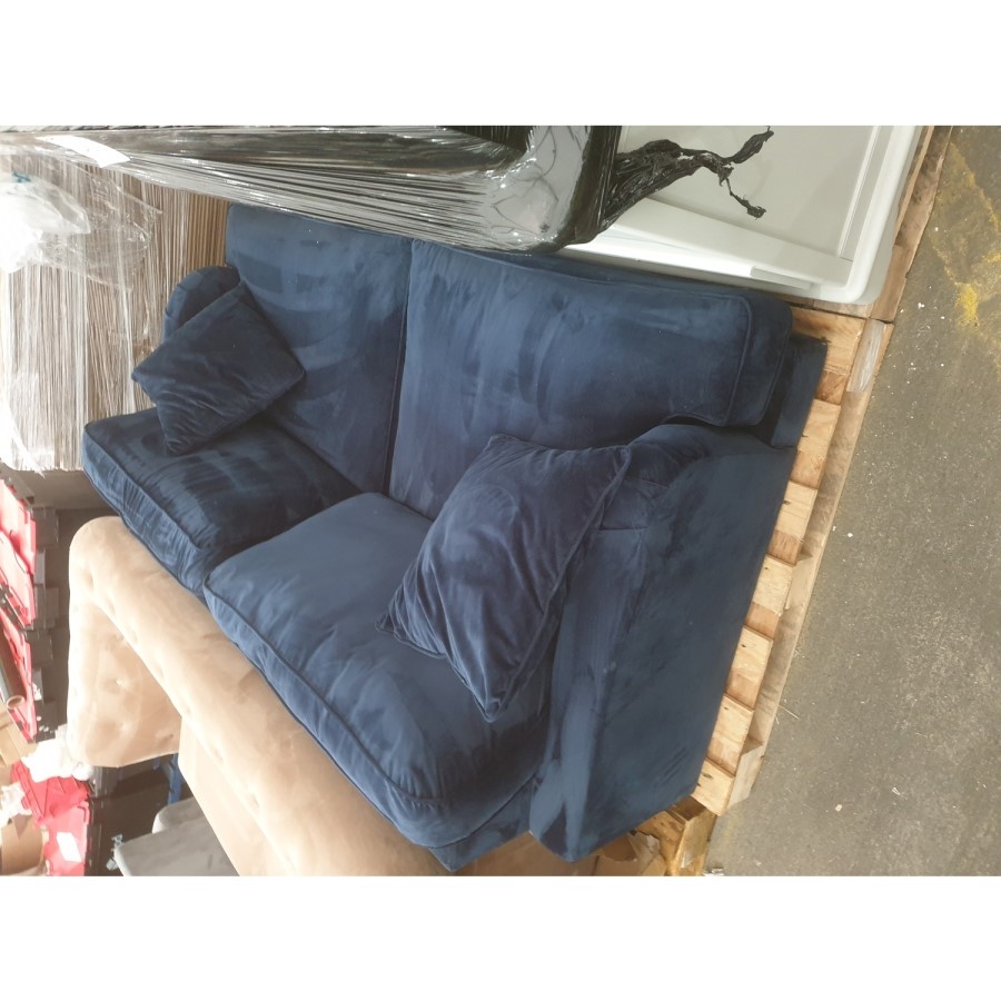 GRADE A2 - Dark Navy Blue Velvet 3 Seater Sofa - Payton