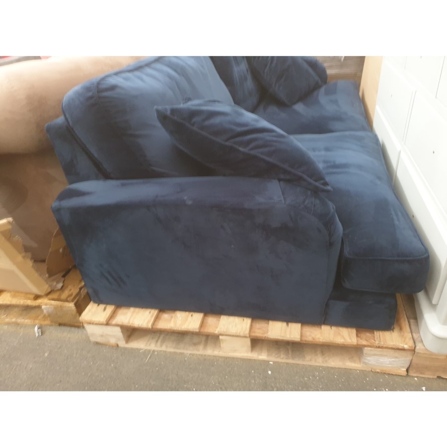 GRADE A2 - Dark Navy Blue Velvet 3 Seater Sofa - Payton