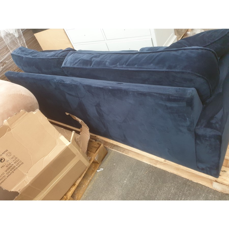 GRADE A2 - Dark Navy Blue Velvet 3 Seater Sofa - Payton