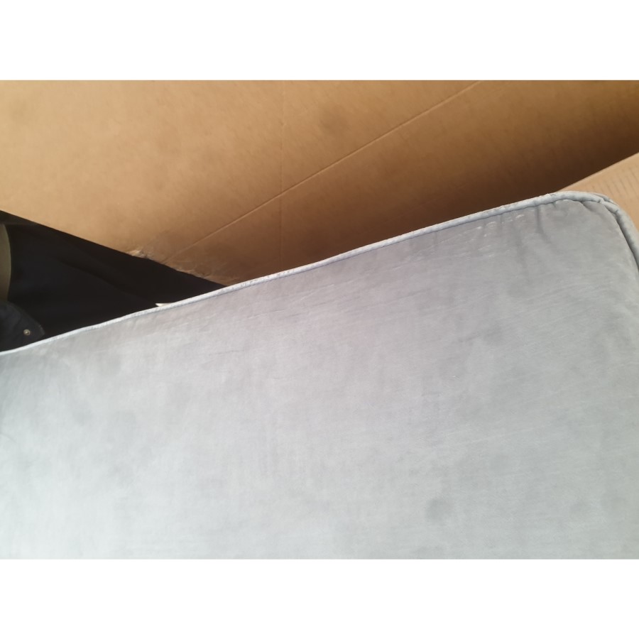 GRADE A2 - Silver Grey Velvet Footstool - Idris