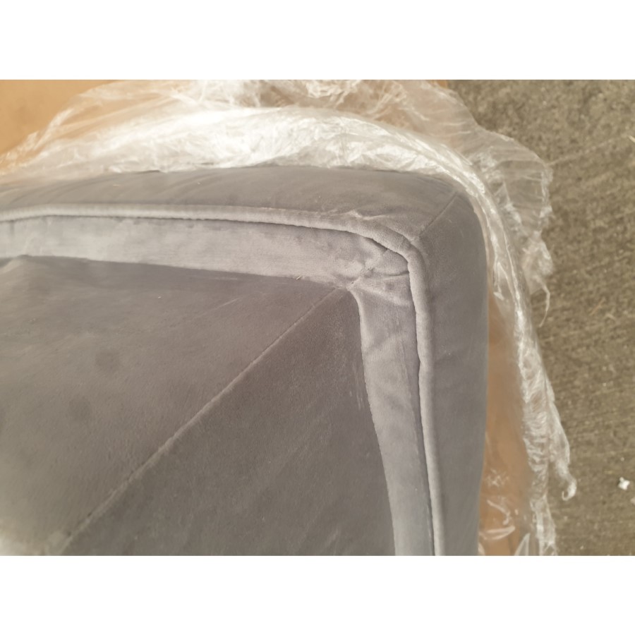 GRADE A2 - Silver Grey Velvet Footstool - Idris