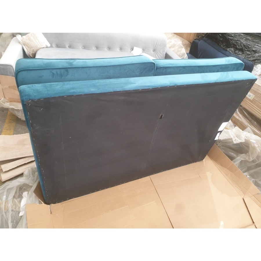 GRADE A2 - Teal Blue Velvet 2 Seater Sofa - Payton