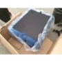 GRADE A2 - Navy Velvet Ottoman Coffee Table with Glass Top - Clio