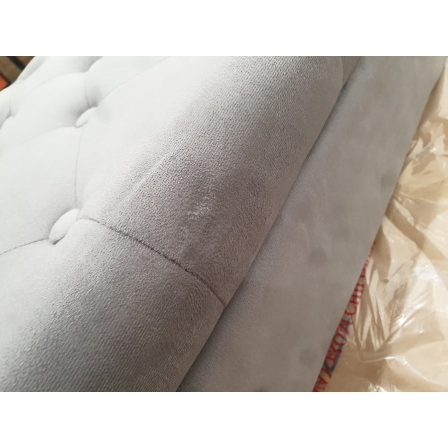 GRADE A2 - Safina Ottoman Storage Bench in Grey Velvet with Bolster Cushions