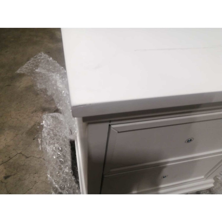 GRADE A2 - White 2 Drawer Bedside Table - Georgia
