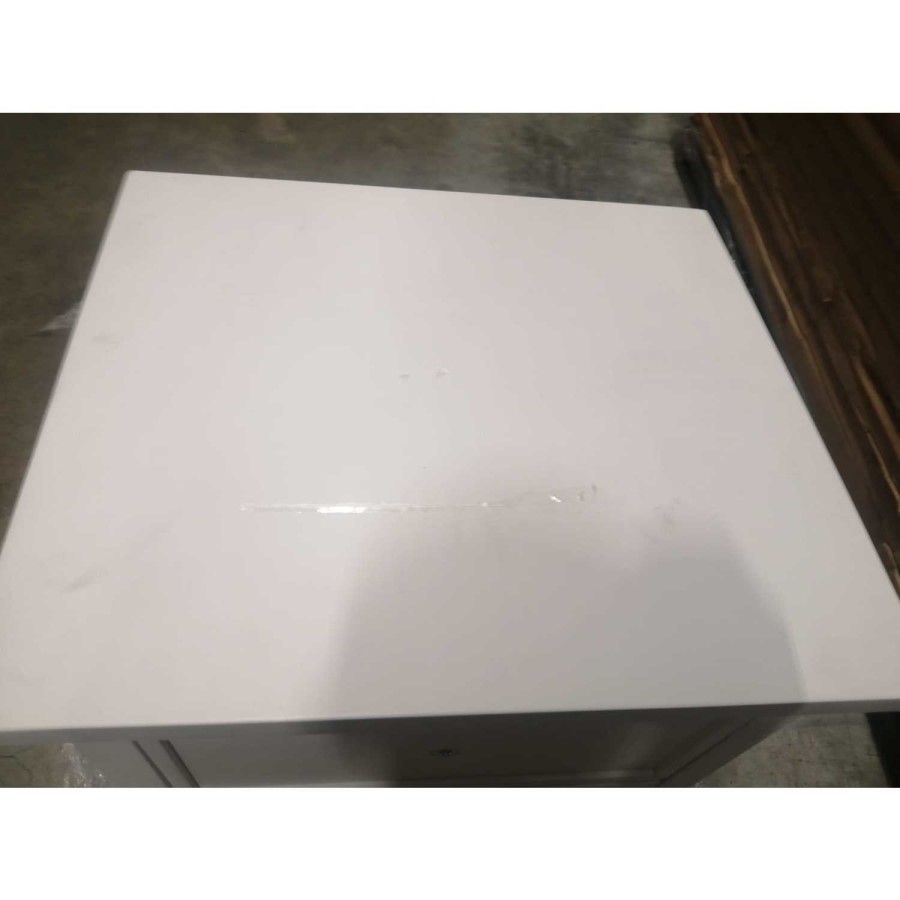 GRADE A2 - White 2 Drawer Bedside Table - Georgia