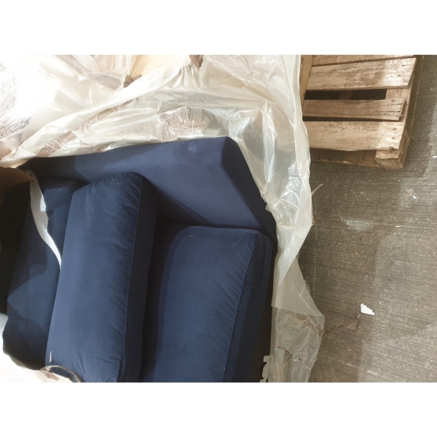 GRADE A2 - Navy Blue 3 Seater L Shaped Sofa - Right Hand Facing - August
