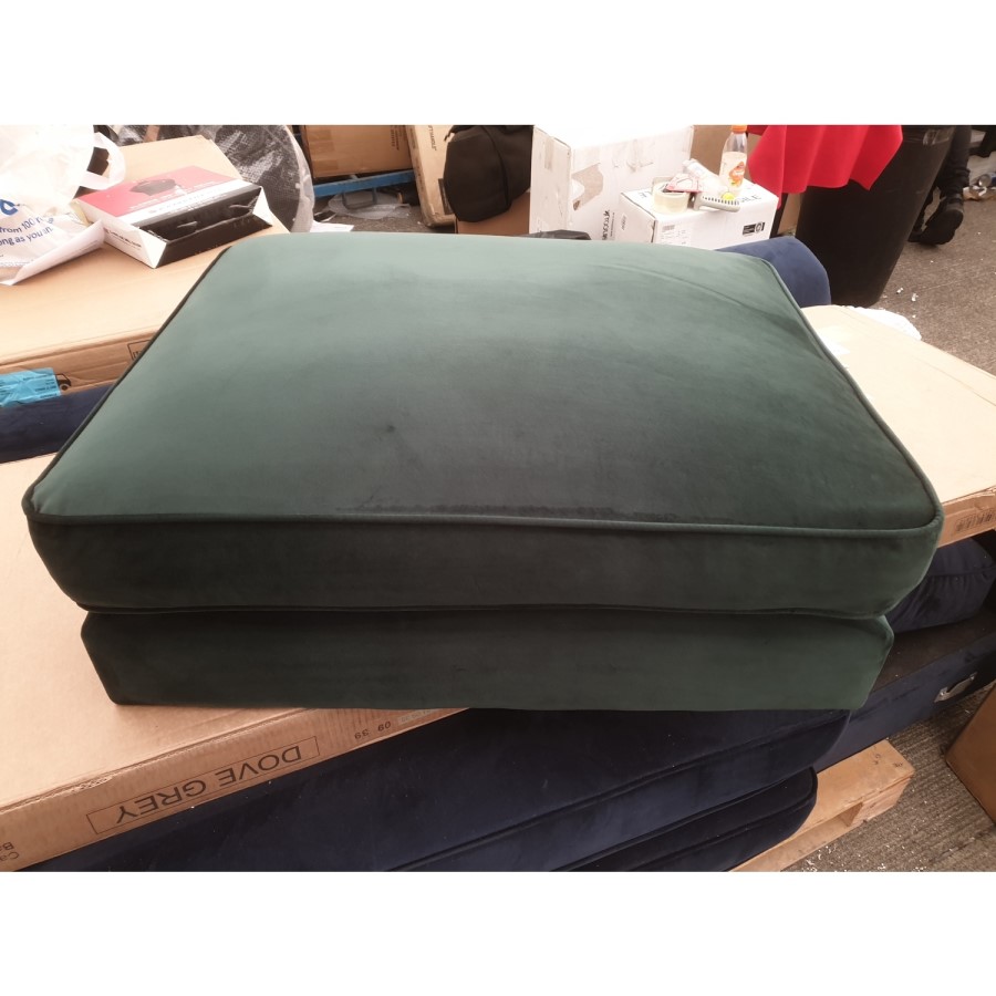 GRADE A2 - Dark Green Velvet Footstool - Payton