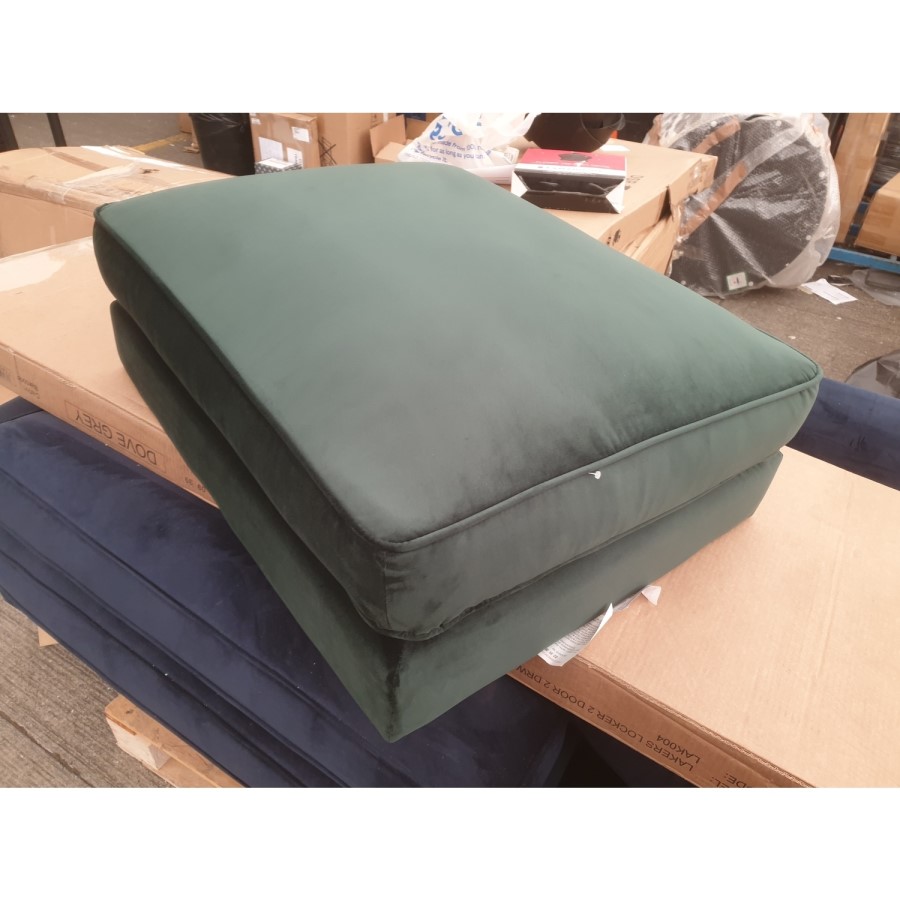 GRADE A2 - Dark Green Velvet Footstool - Payton