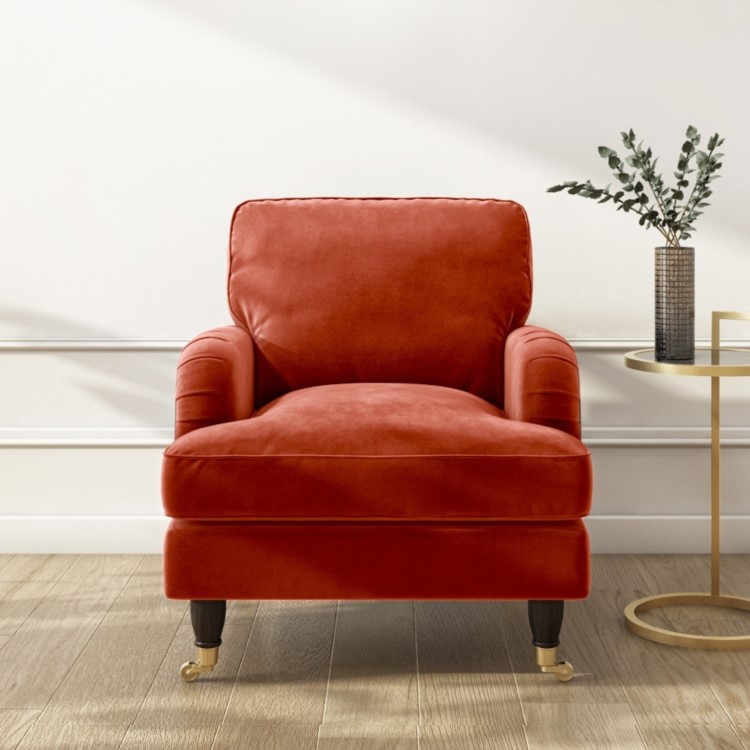 Burnt Orange Velvet Armchair - Payton