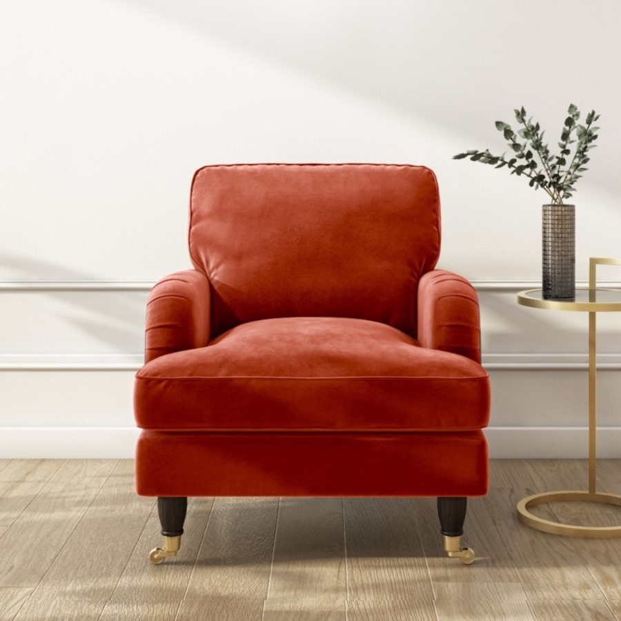 GRADE A2 - Burnt Orange Velvet Armchair - Payton