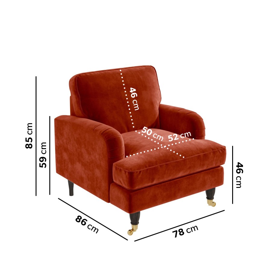 GRADE A2 - Burnt Orange Velvet Armchair - Payton