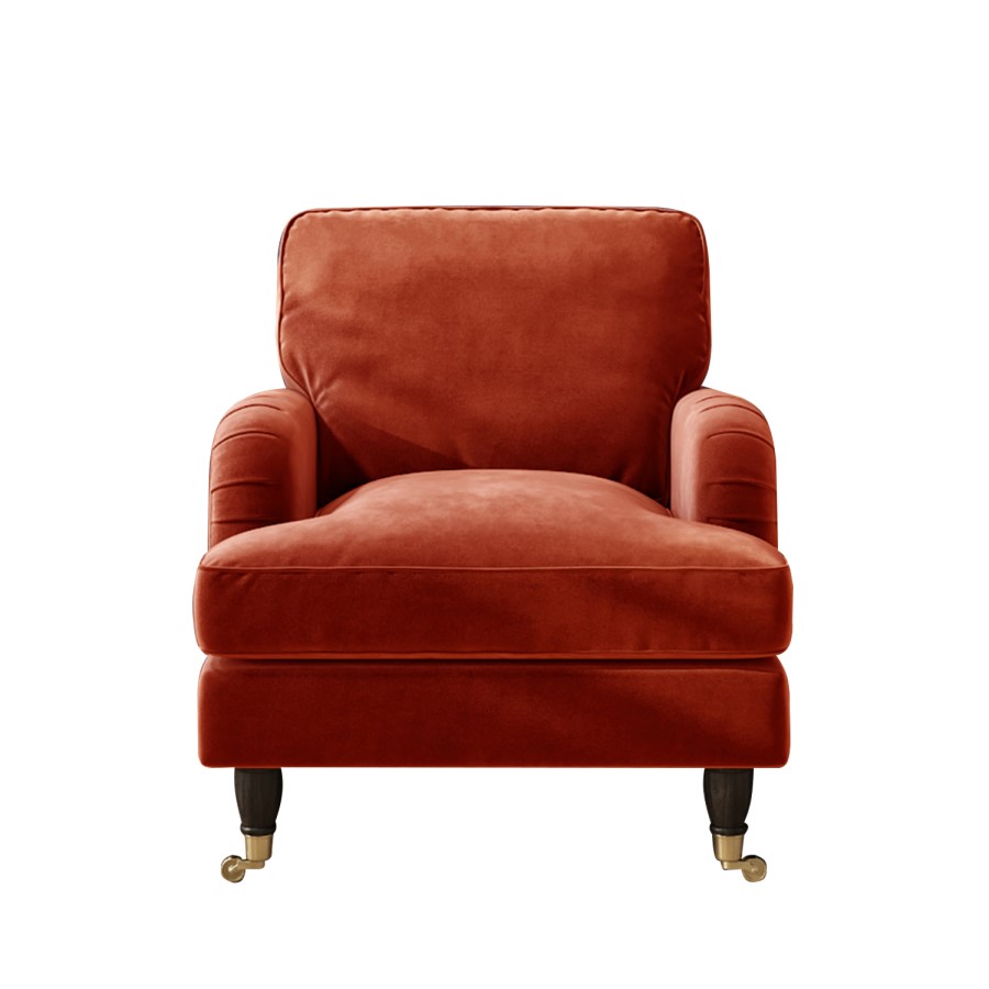 GRADE A2 - Burnt Orange Velvet Armchair - Payton
