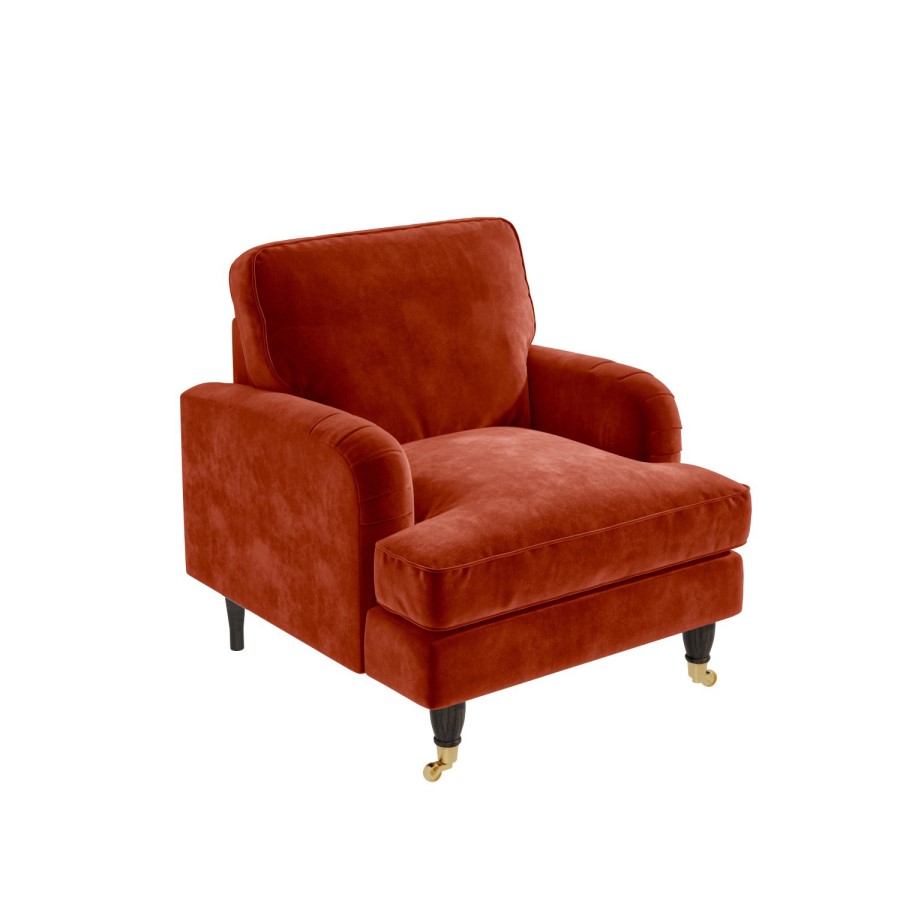 GRADE A2 - Burnt Orange Velvet Armchair - Payton