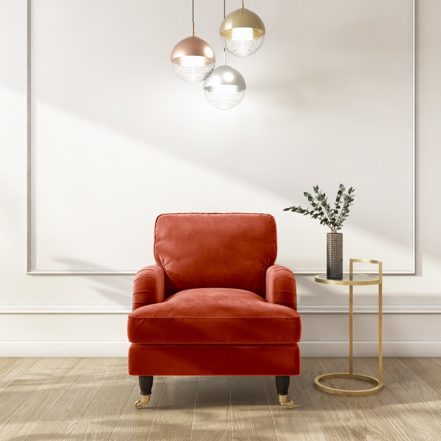 GRADE A2 - Burnt Orange Velvet Armchair - Payton