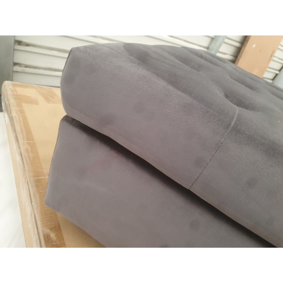 GRADE A2 - Grey Ottoman Storage Footstool - Buttoned - Inez