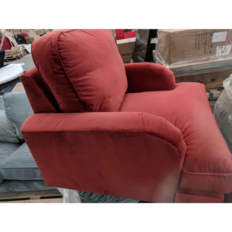 GRADE A2 - Burnt Orange Velvet Armchair - Payton