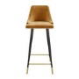 GRADE A2 - Mustard Velvet Bar Stool with Back - 79cm - Maddy