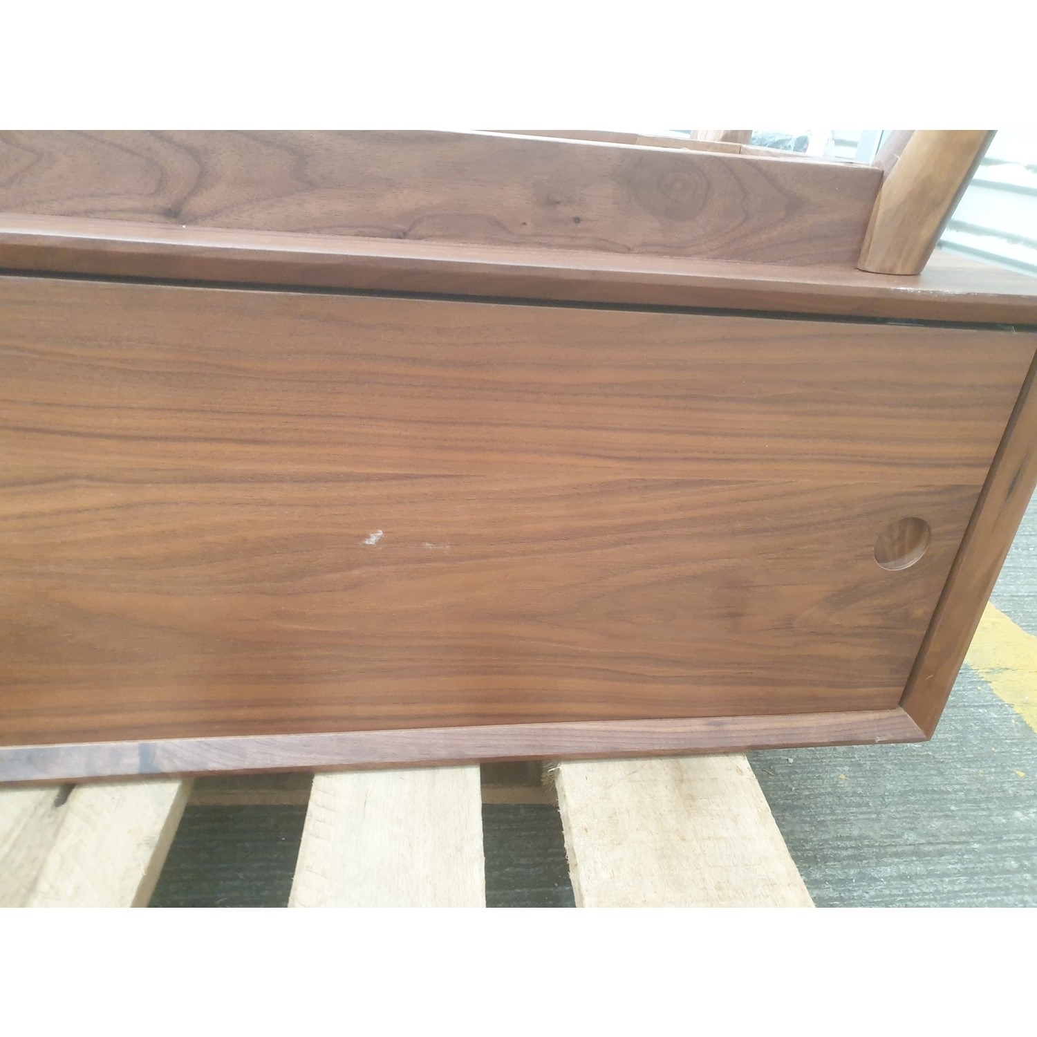 GRADE A2 Solid Walnut TV Unit with Sliding Doors & Drawers TV's up to
