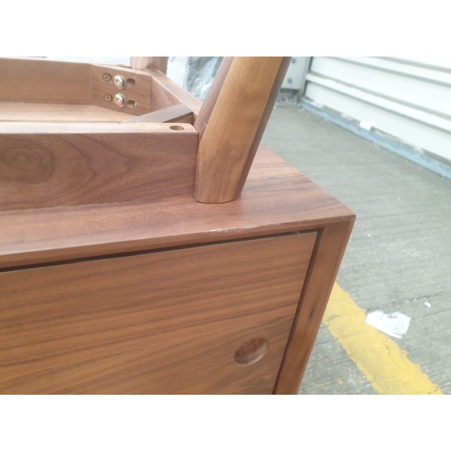 GRADE A2 Solid Walnut TV Unit with Sliding Doors & Drawers TV's up to
