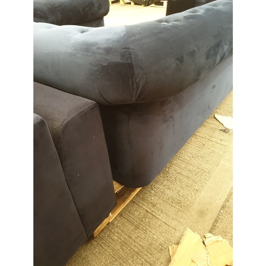 GRADE A2 - Navy Blue Velvet Chesterfield Sofa Bed - Seats 3 - Double Bed - Bronte