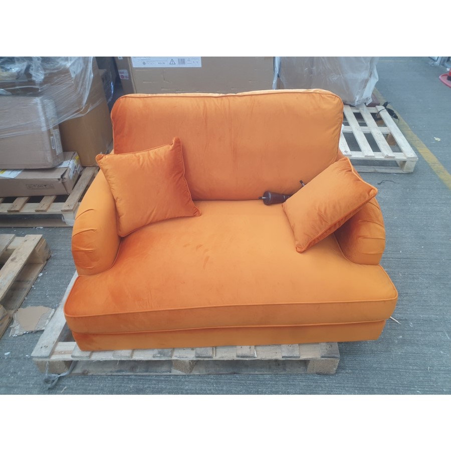 GRADE A2 - Opulence Orange Velvet Loveseat - Payton