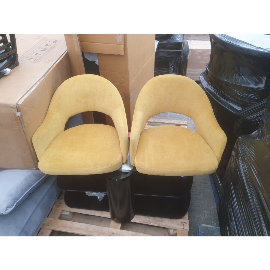 GRADE A2 - Set of 2 Mustard Yellow Fabric Dining Chairs - Colbie