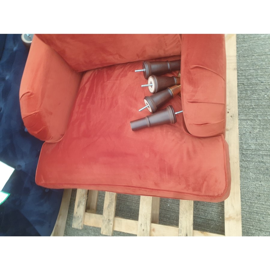 GRADE A2 - Burnt Orange Velvet Armchair - Payton