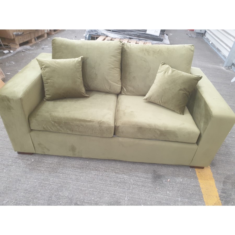 GRADE A2 - Olive Green 2 Seater Sofa Bed - Layton