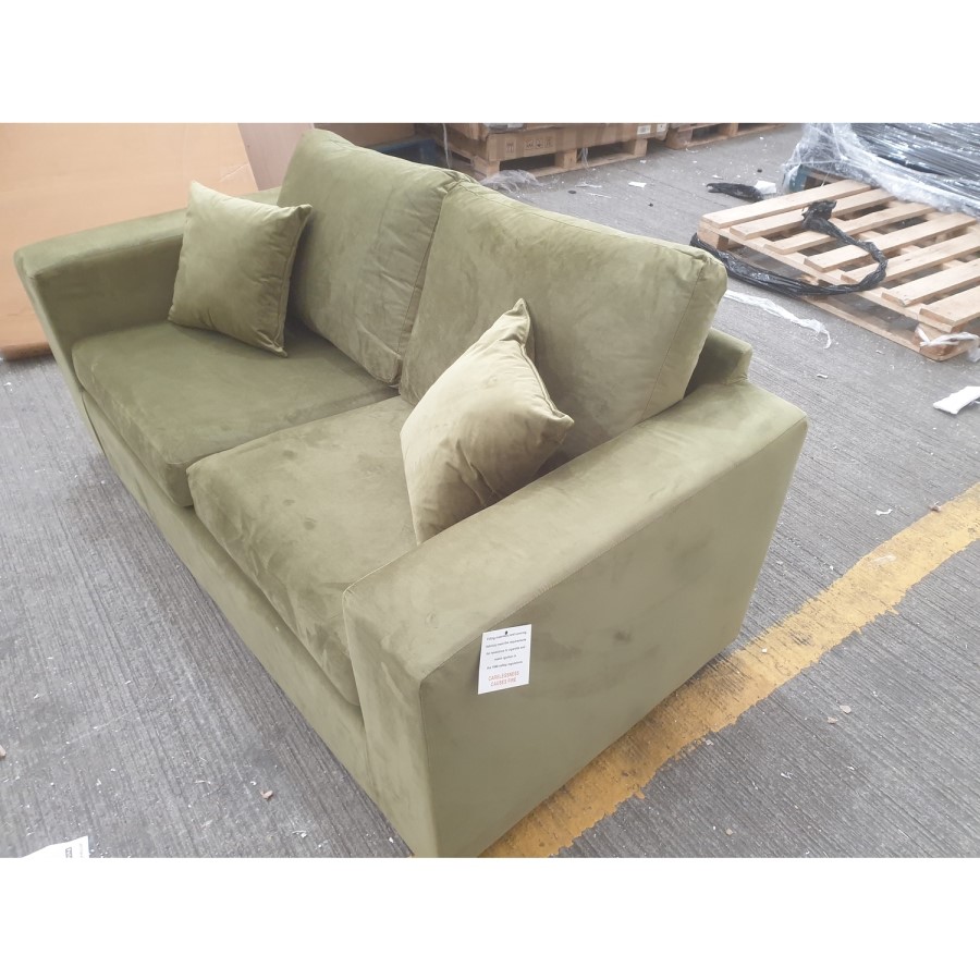 GRADE A2 - Olive Green 2 Seater Sofa Bed - Layton