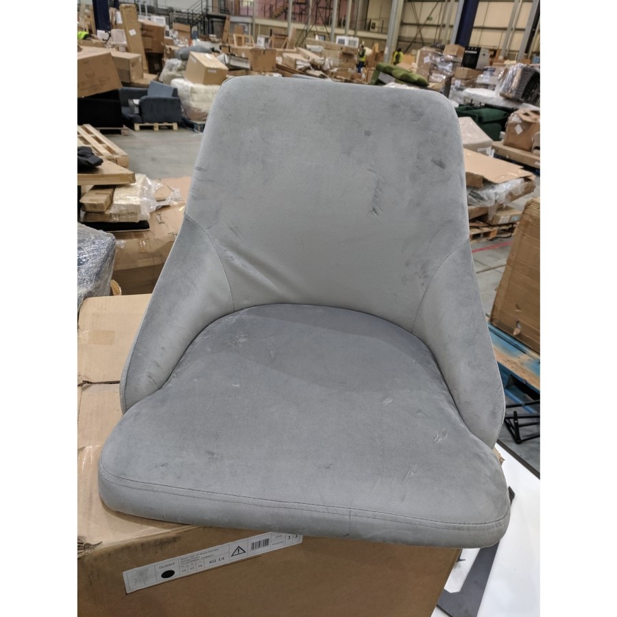GRADE A2 - Light Grey Velvet Bar Stool with Back - 79cm - Maddy