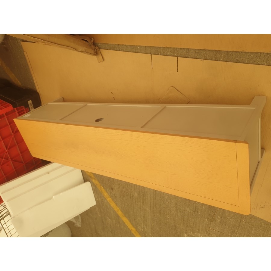 GRADE A2 - Large Grey Solid Wood TV Unit with Storage - TV's up to 77" - Adeline