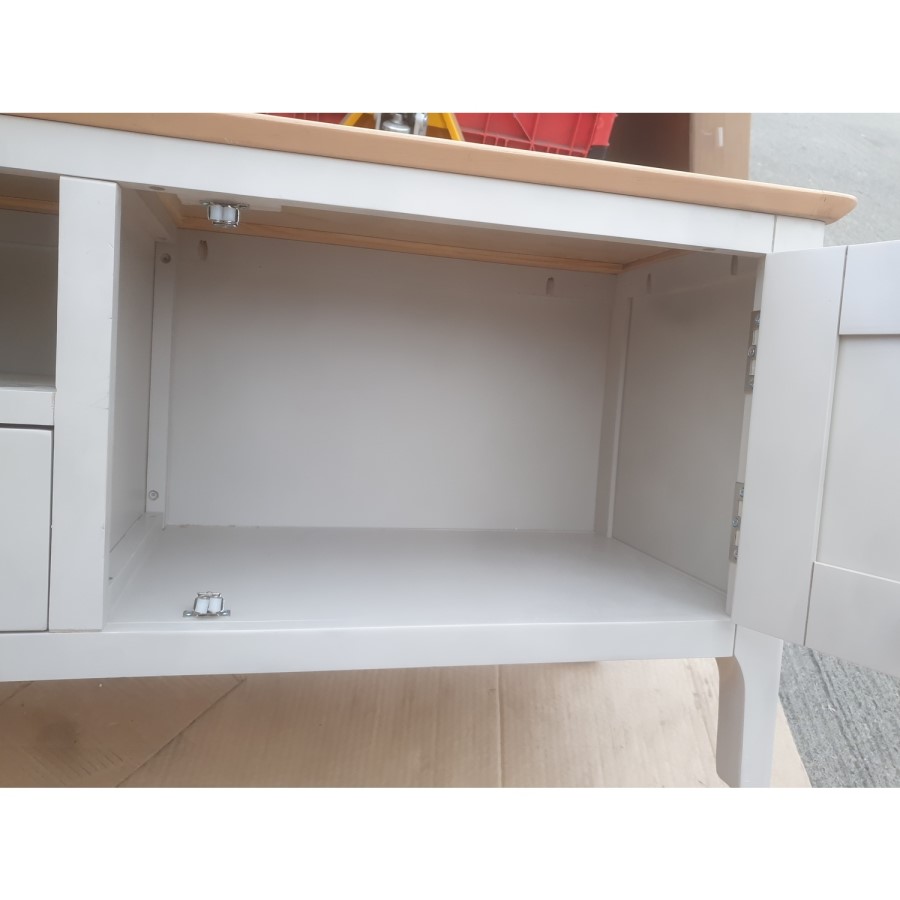 GRADE A2 - Large Grey Solid Wood TV Unit with Storage - TV's up to 77" - Adeline