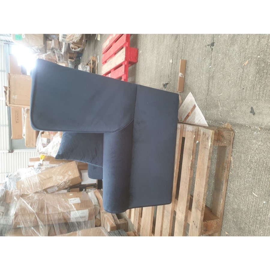 GRADE A2 - Navy Blue Velvet Wingback Armchair - Rupert 