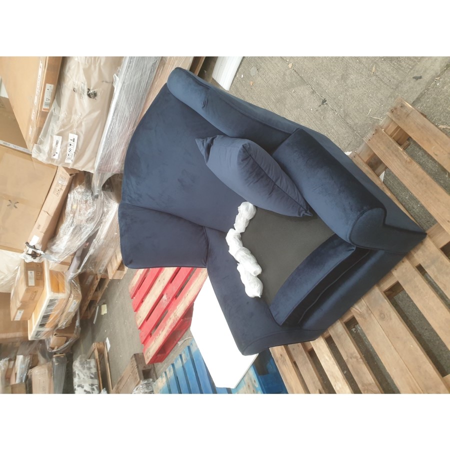 GRADE A2 - Navy Blue Velvet Wingback Armchair - Rupert 