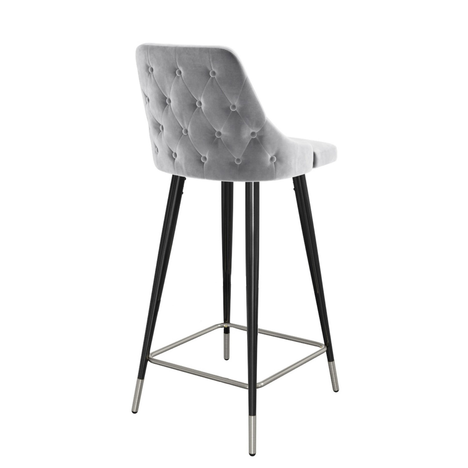 GRADE A2 Light Grey Velvet Bar Stool with Back 79cm Maddy