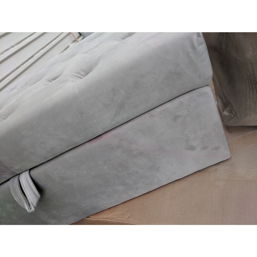 GRADE A2 - Light Grey Velvet Footstool with Ottoman Storage - Inez