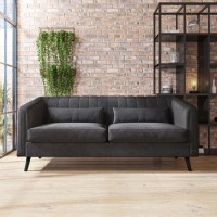 Grey Velvet 3 Seater Sofa - Lotti