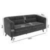 GRADE A2 - Grey Velvet 3 Seater Sofa with Cushions - Lotti