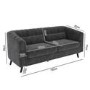 GRADE A2 - Lotti Grey Velvet 3 Seater Sofa with 2 Cushions