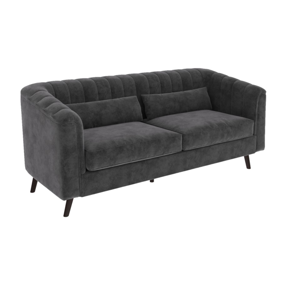 GRADE A2 - Lotti Grey Velvet 3 Seater Sofa with 2 Cushions
