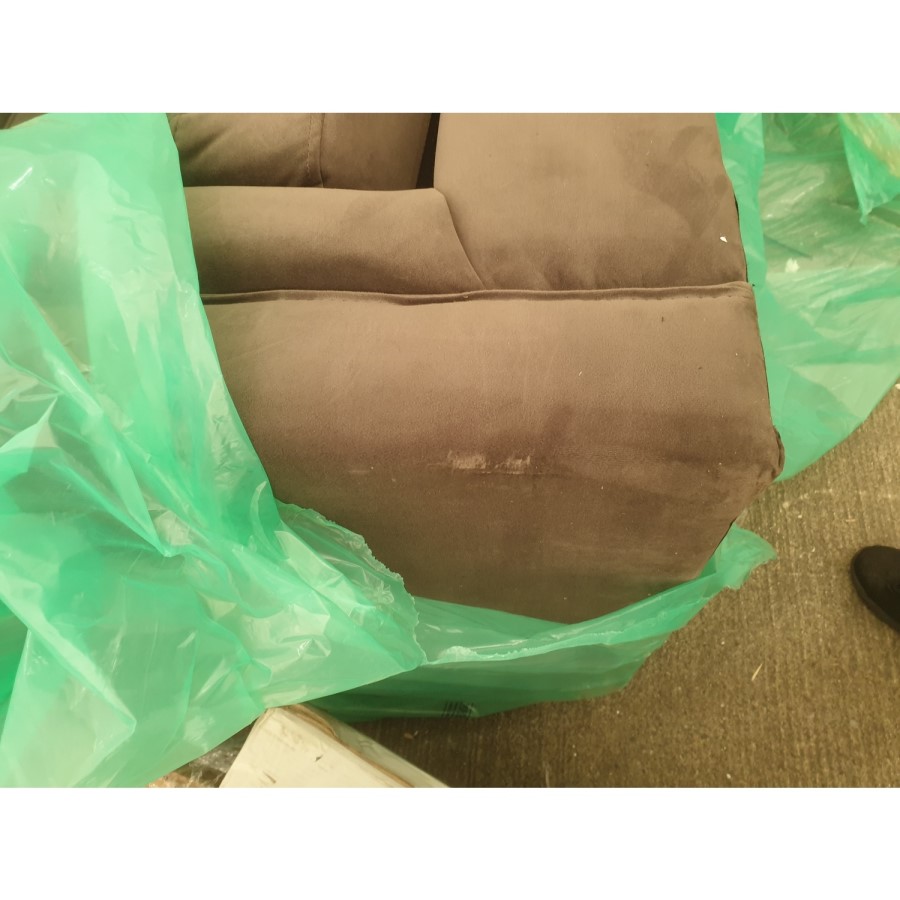 GRADE A2 - Grey Velvet 3 Seater Sofa - Lotti