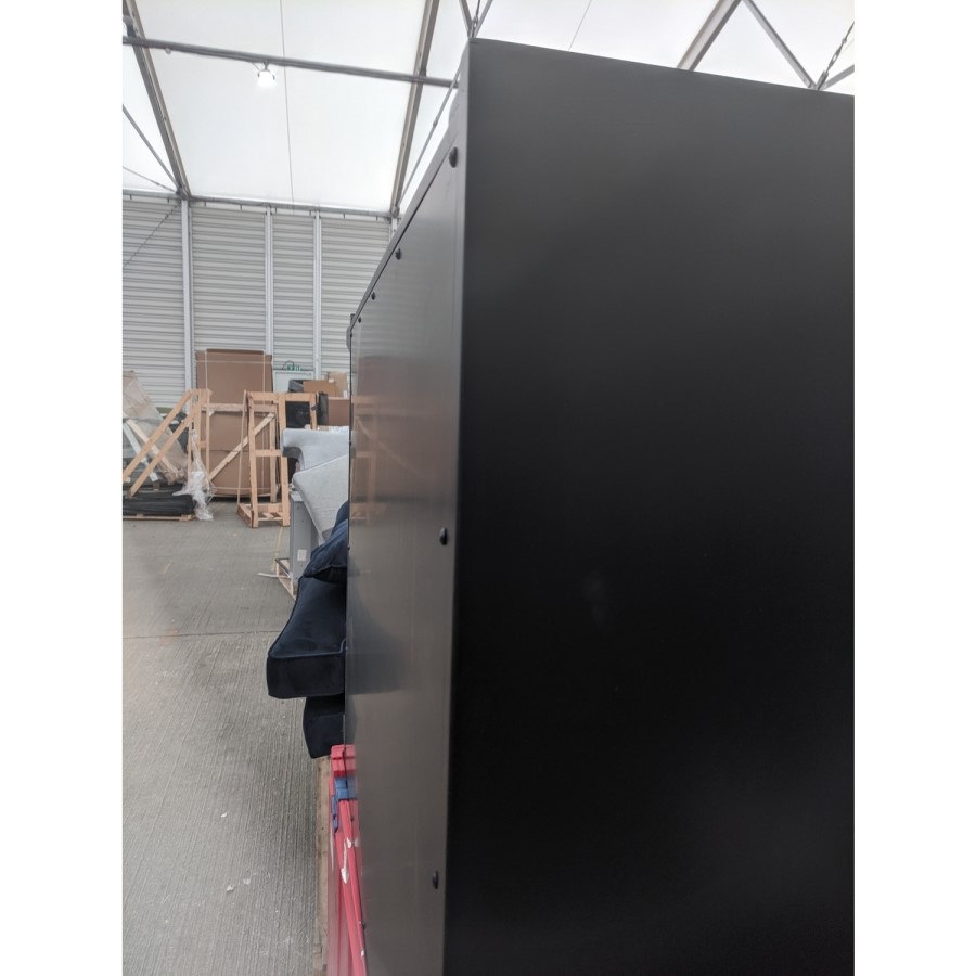 GRADE A2 - Black and Gold Wooden Tall Chest of 5 Drawers - Georgia