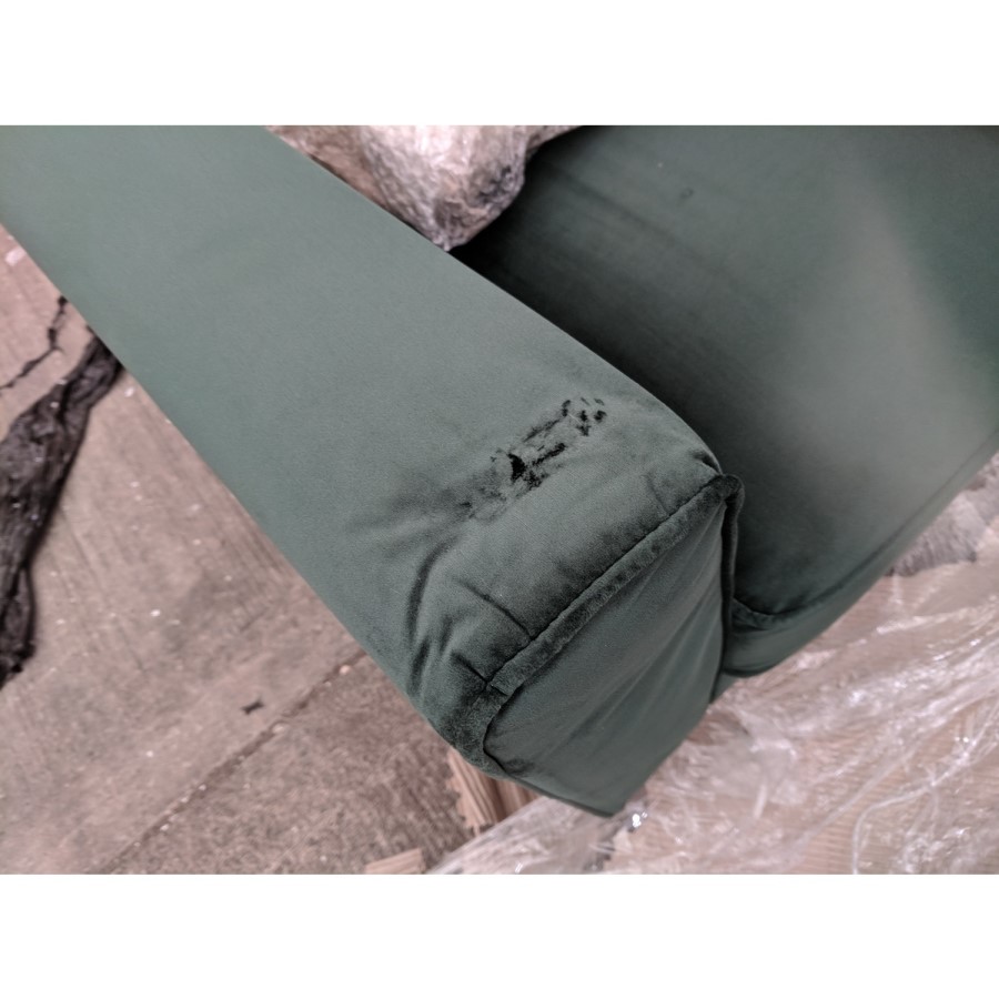 GRADE A2 - Green Velvet 3 Seater L Shaped Sofa in - Right Hand Facing - Idris