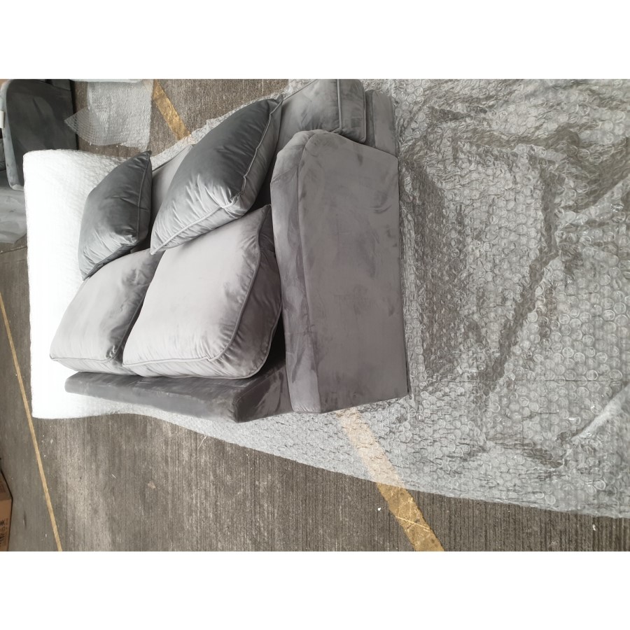 GRADE A2 - Silver Grey Velvet 2 Seater Sofa - Payton 
