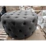 GRADE A2 - Large Dark Grey Velvet Chesterfield Pouffe Stool - Xena
