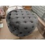 GRADE A2 - Large Dark Grey Velvet Chesterfield Pouffe Stool - Xena