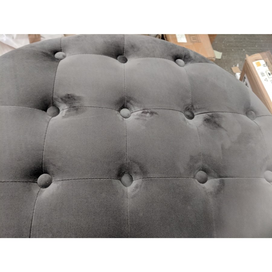 GRADE A2 - Large Dark Grey Velvet Chesterfield Pouffe Stool - Xena